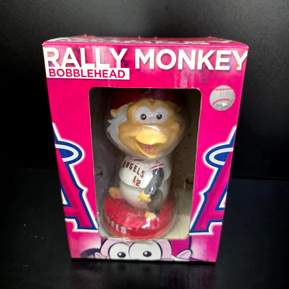Forever Collectibles Rally Monkey Bobblehead Angels Pink MLB Mascot Los Angeles